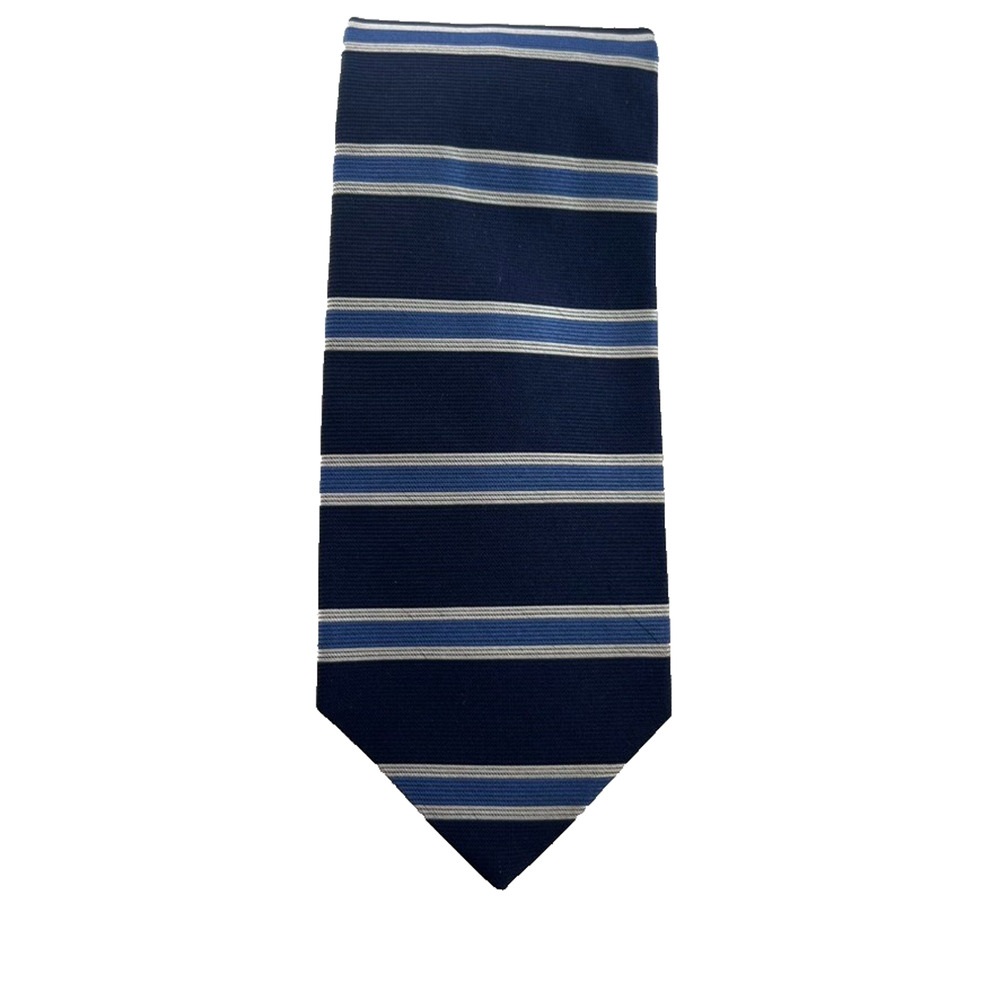 Brooks Brothers Makers Men's Tie Blue Stripe Pure Silk Necktie Handmade In USA
